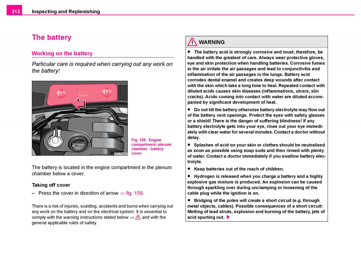 manual  Skoda Superb I 1 owners manual / page 213