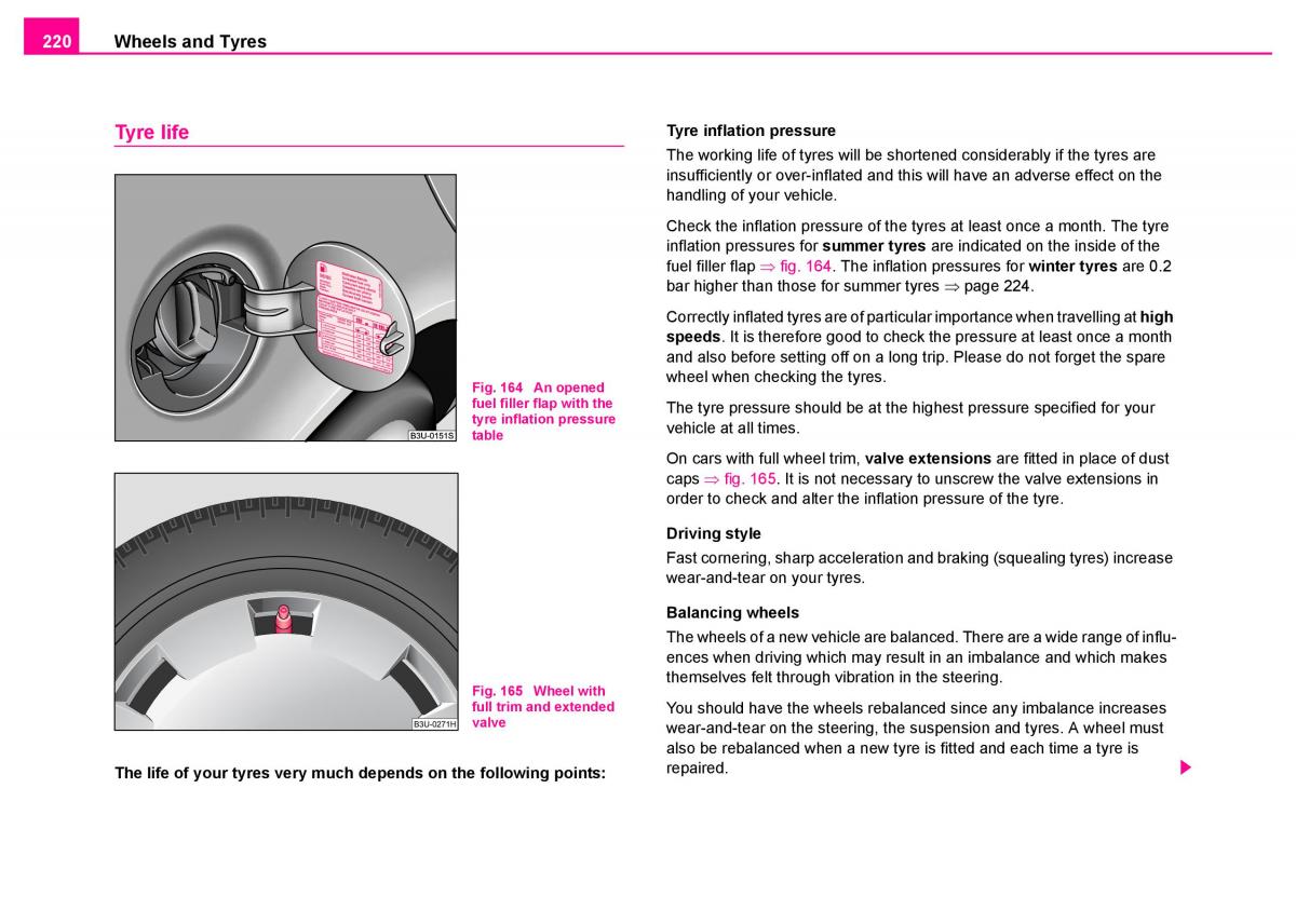 manual  Skoda Superb I 1 owners manual / page 221