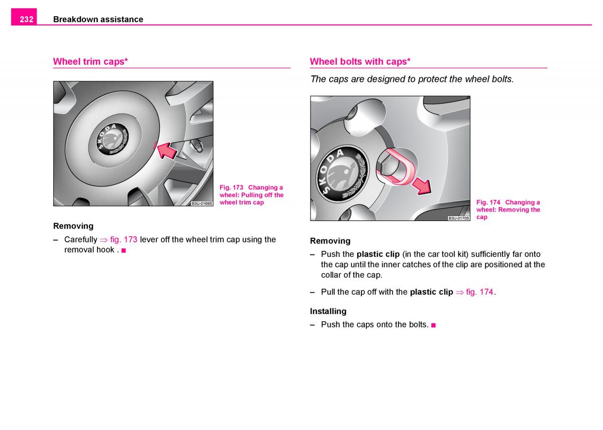 manual  Skoda Superb I 1 owners manual / page 233