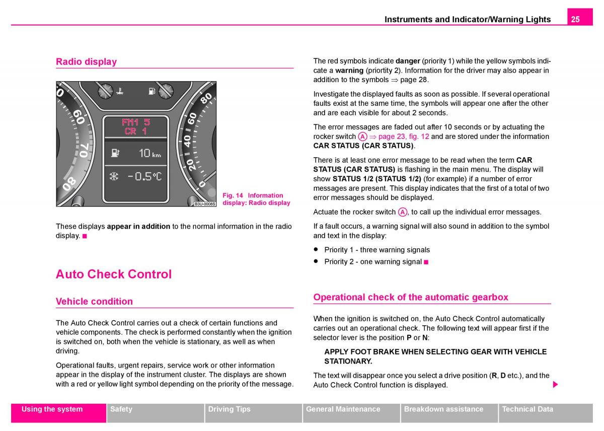 manual  Skoda Superb I 1 owners manual / page 26