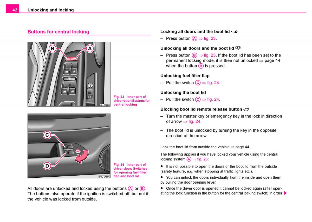 manual  Skoda Superb I 1 owners manual / page 43