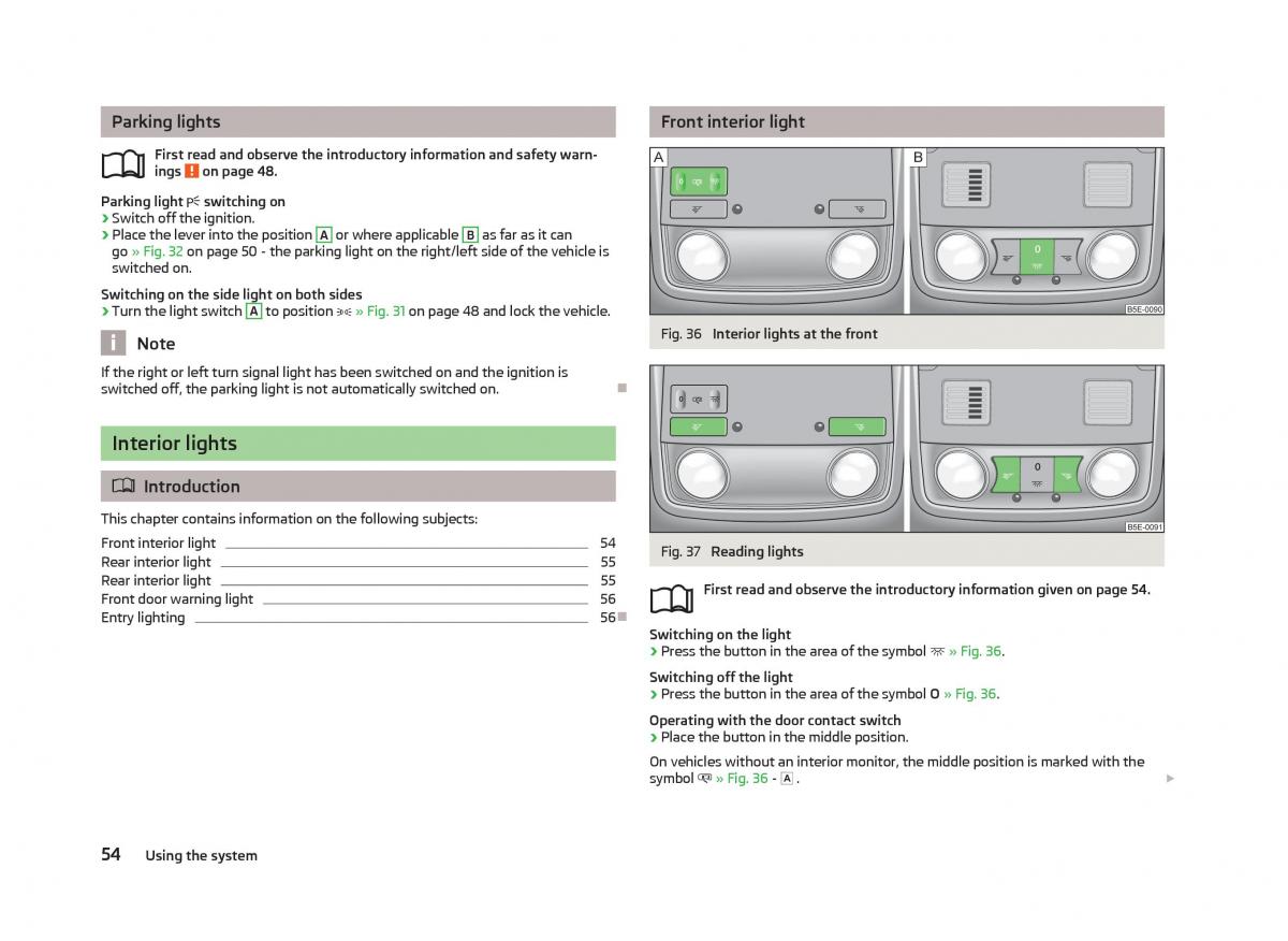 Skoda Superb II 2 owners manual / page 56