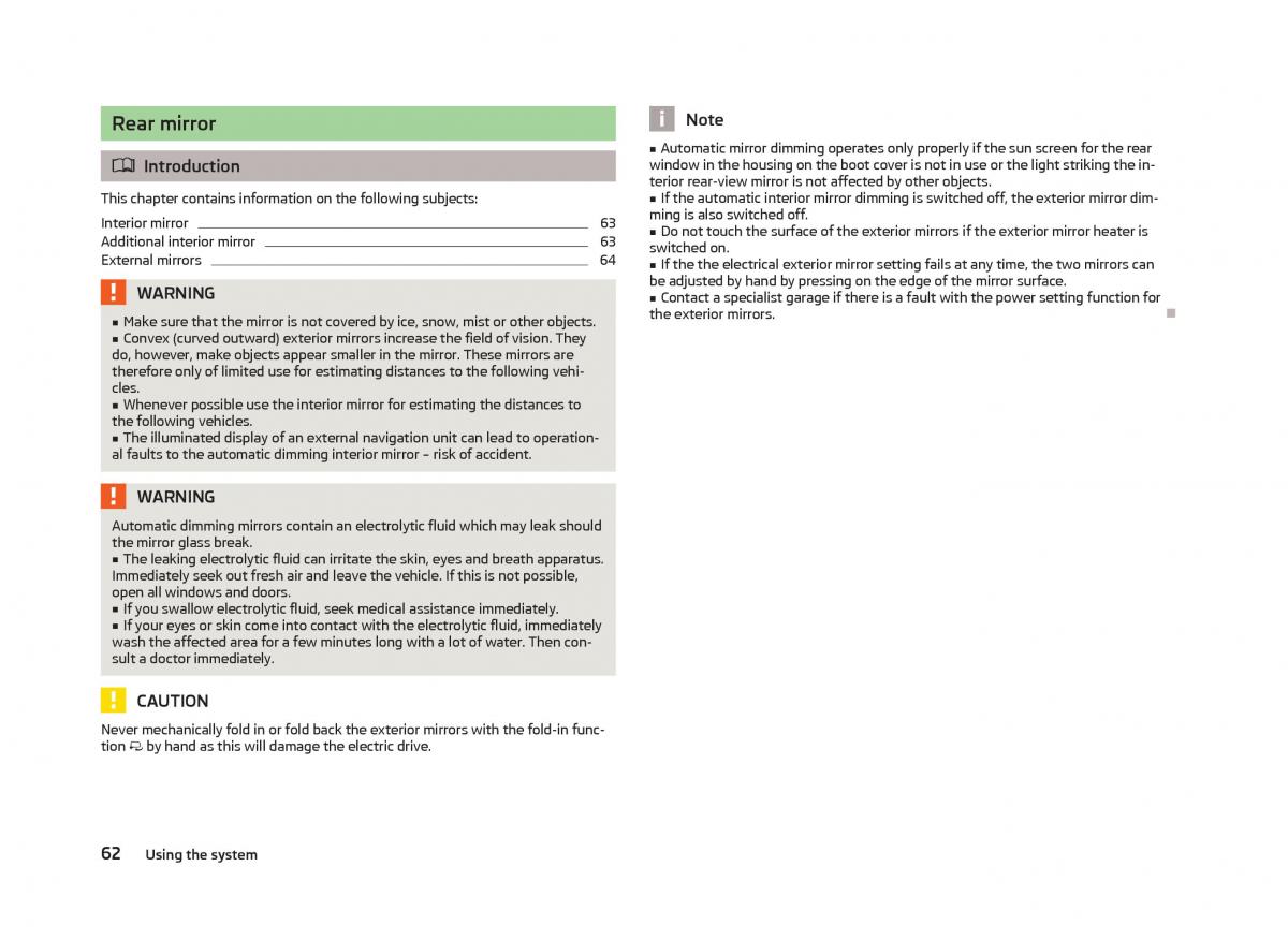 Skoda Superb II 2 owners manual / page 64