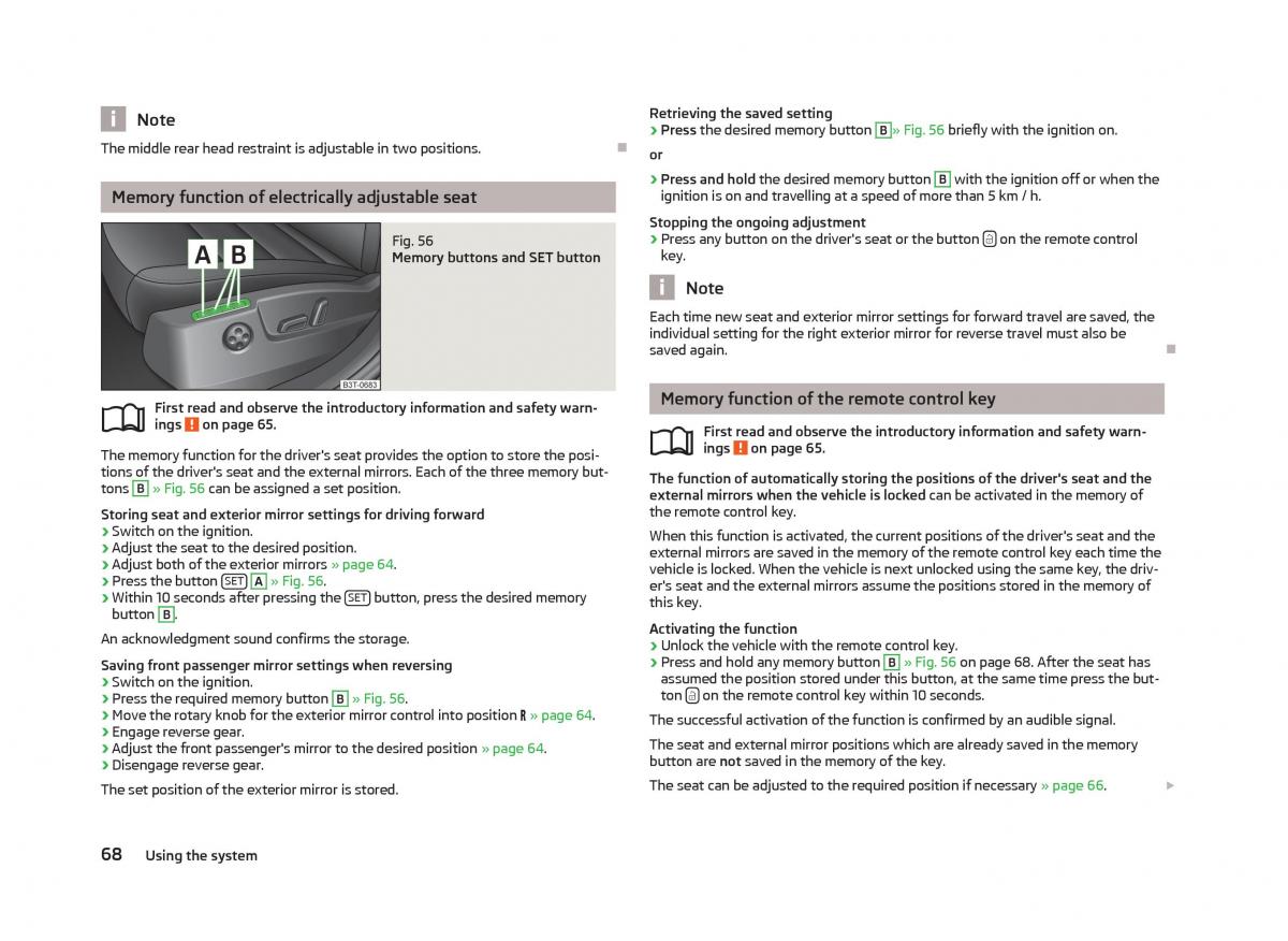 Skoda Superb II 2 owners manual / page 70