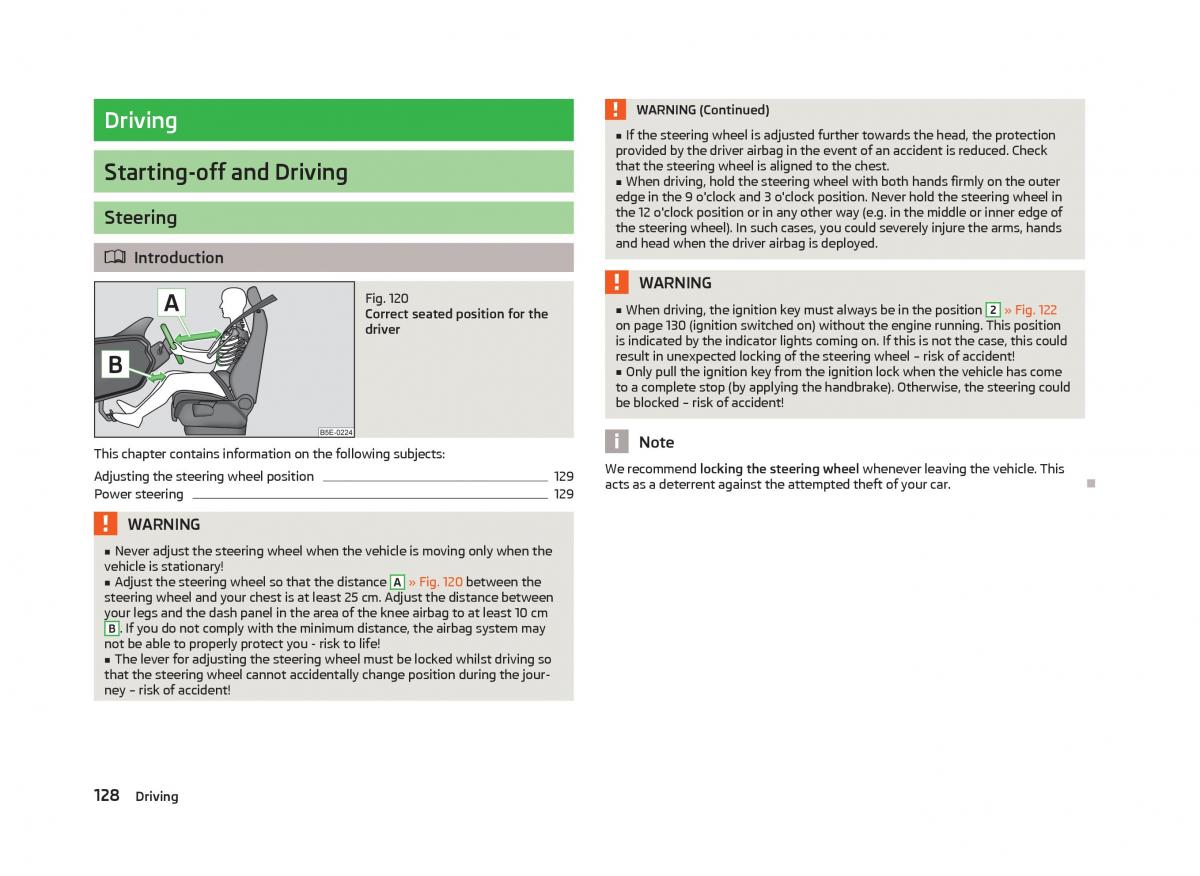 Skoda Superb II 2 owners manual / page 130