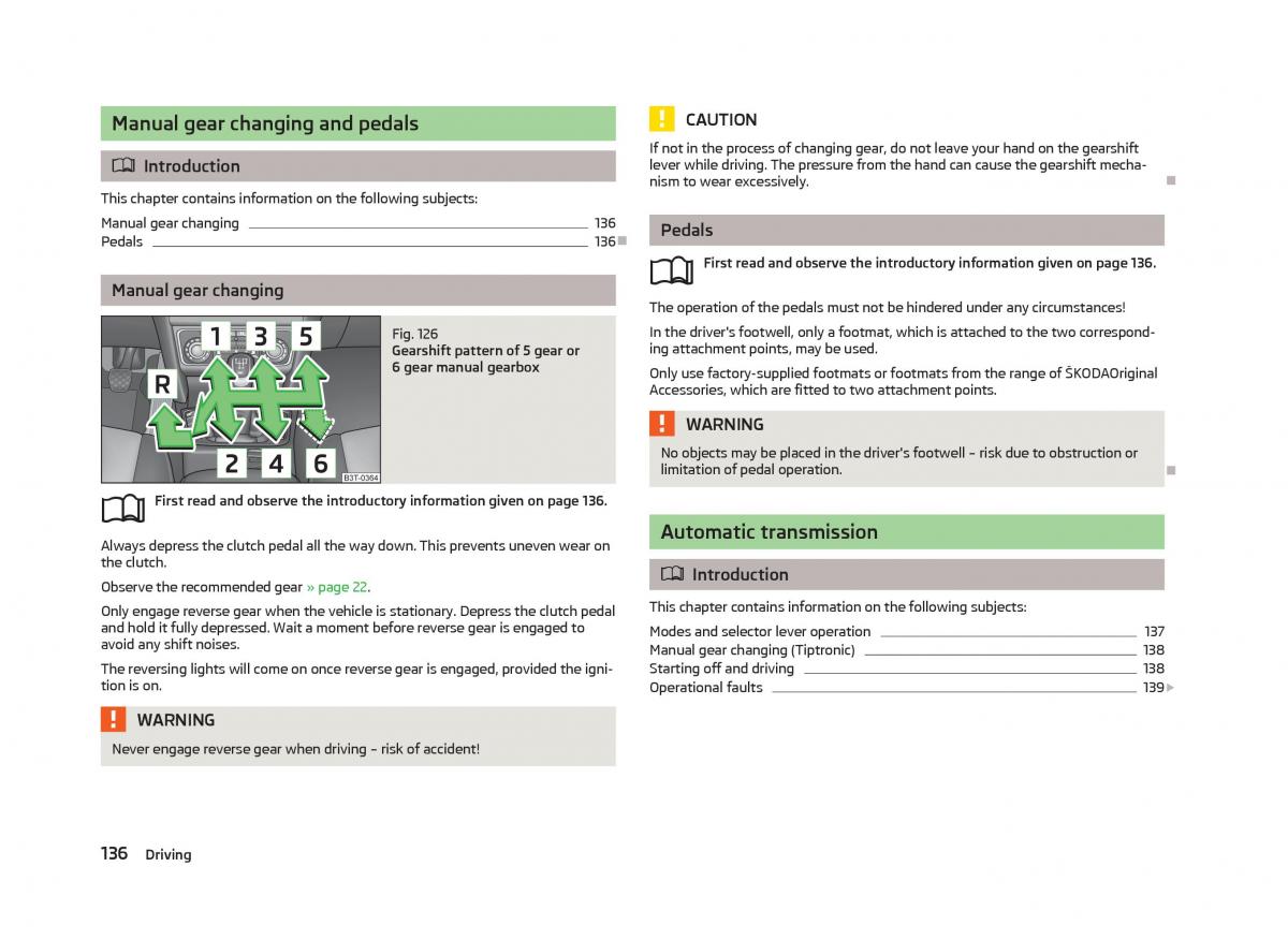 Skoda Superb II 2 owners manual / page 138