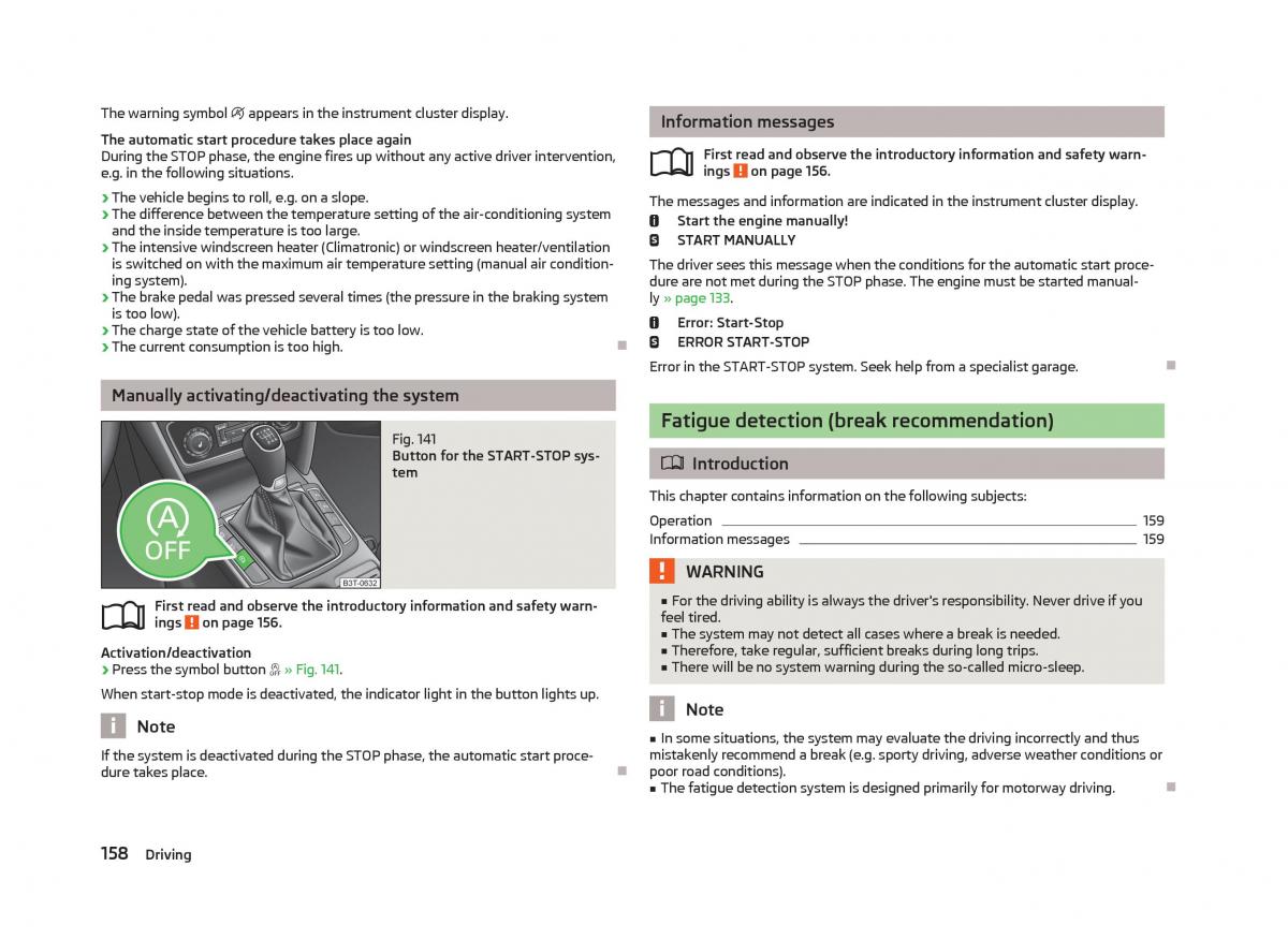 Skoda Superb II 2 owners manual / page 160