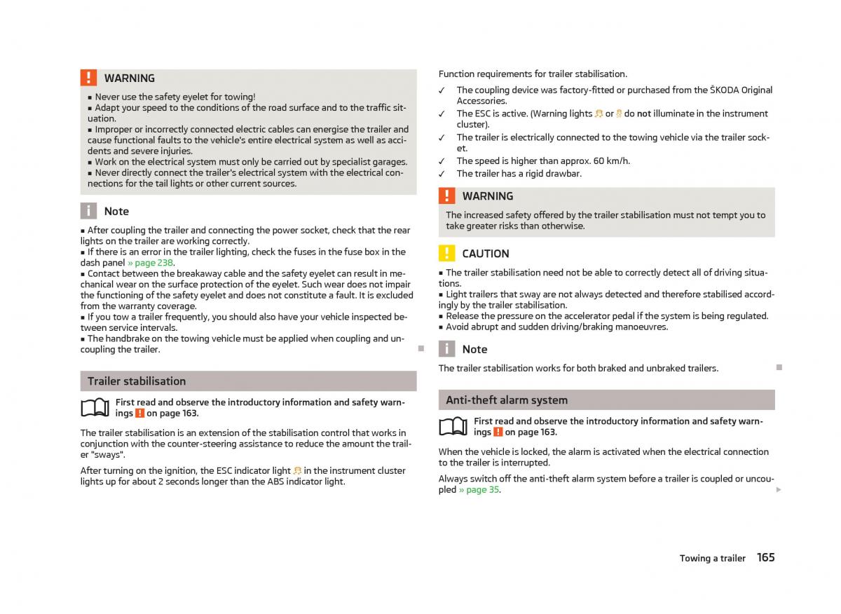 Skoda Superb II 2 owners manual / page 167