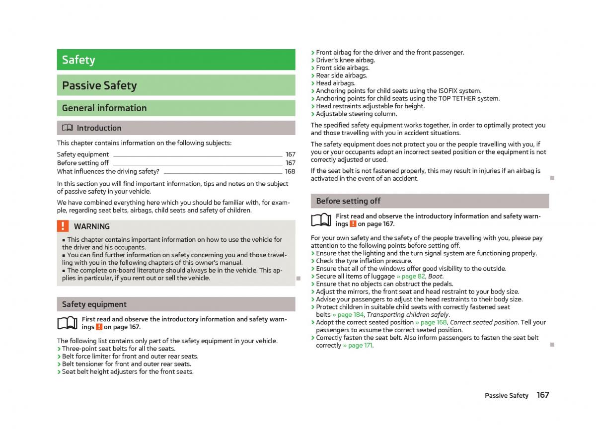 Skoda Superb II 2 owners manual / page 169