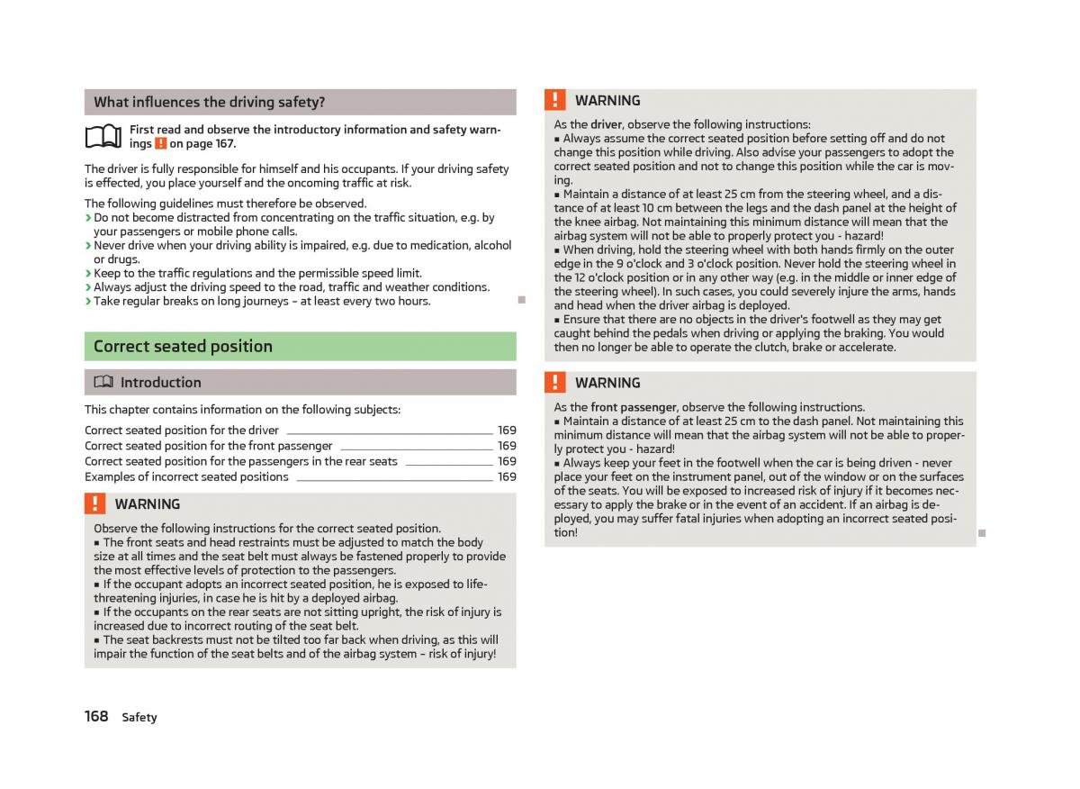 Skoda Superb II 2 owners manual / page 170