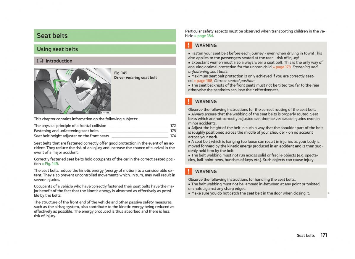 Skoda Superb II 2 owners manual / page 173