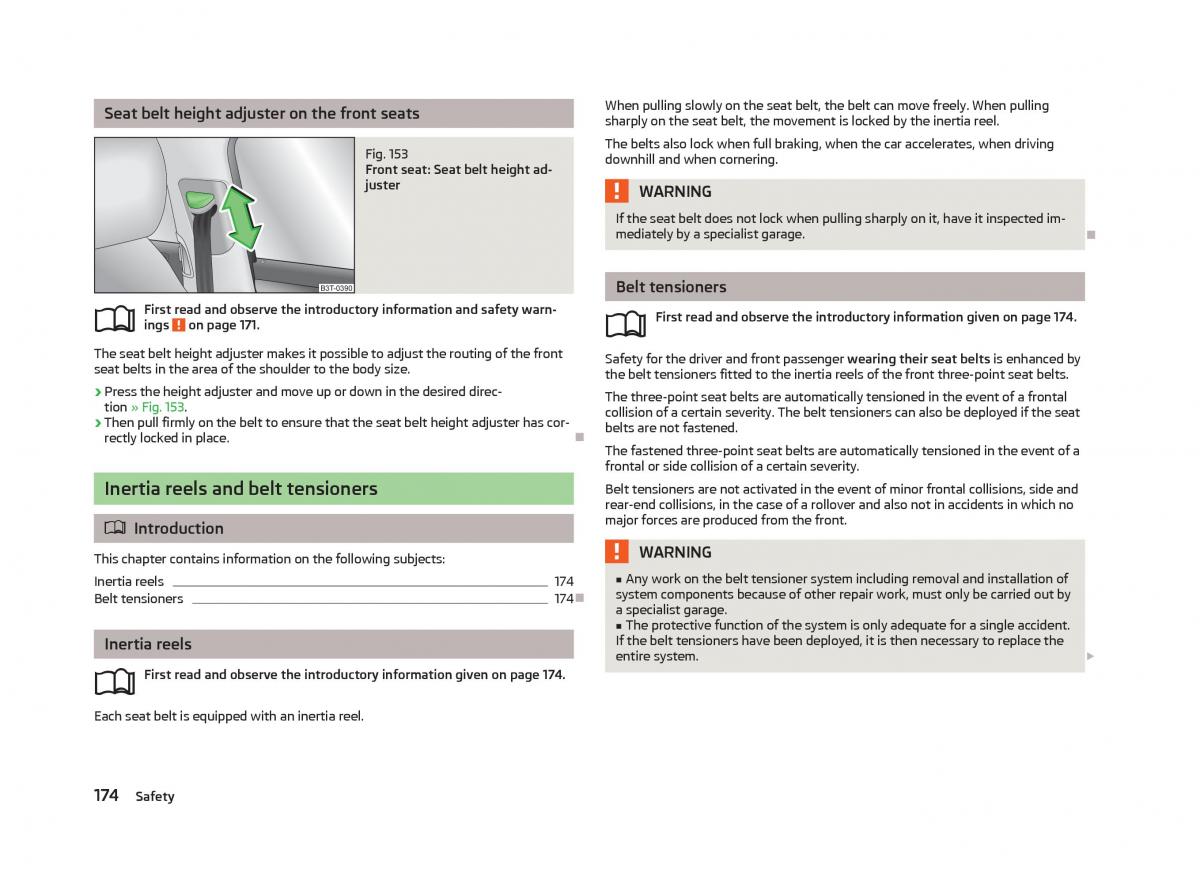 Skoda Superb II 2 owners manual / page 176