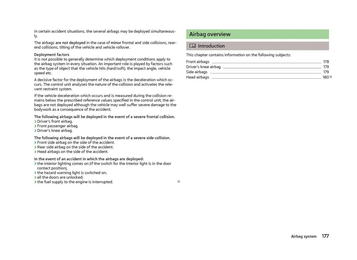 Skoda Superb II 2 owners manual / page 179