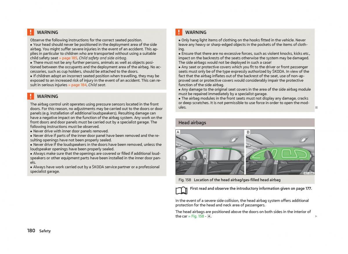 Skoda Superb II 2 owners manual / page 182