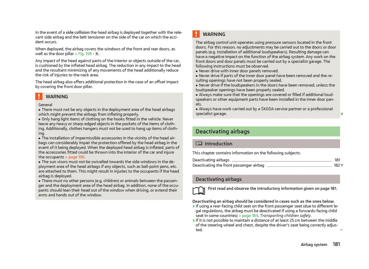 Skoda Superb II 2 owners manual / page 183