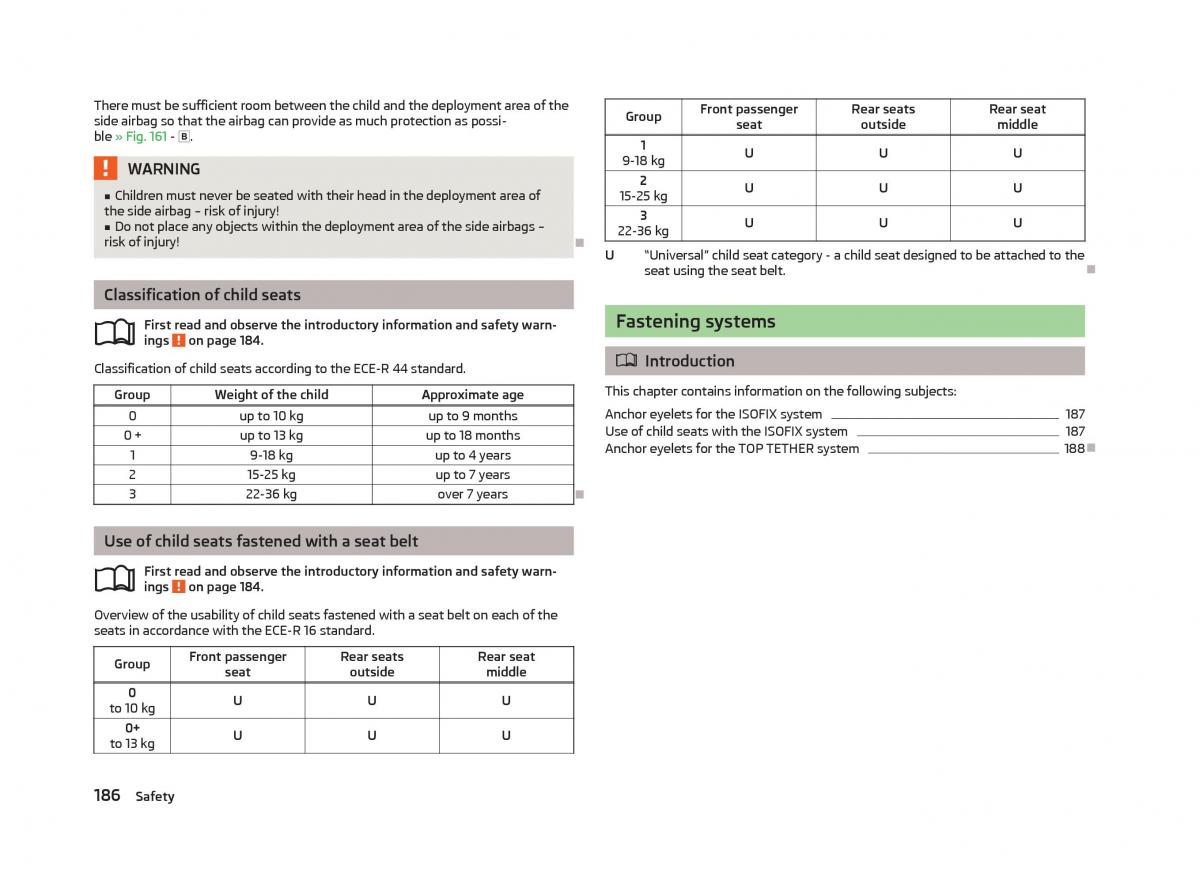 Skoda Superb II 2 owners manual / page 188