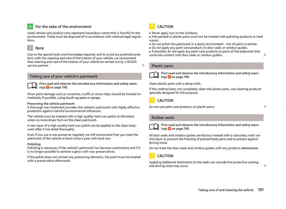 Skoda Superb II 2 owners manual / page 193