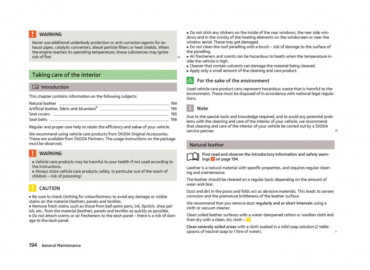 Skoda Superb II 2 owners manual / page 196