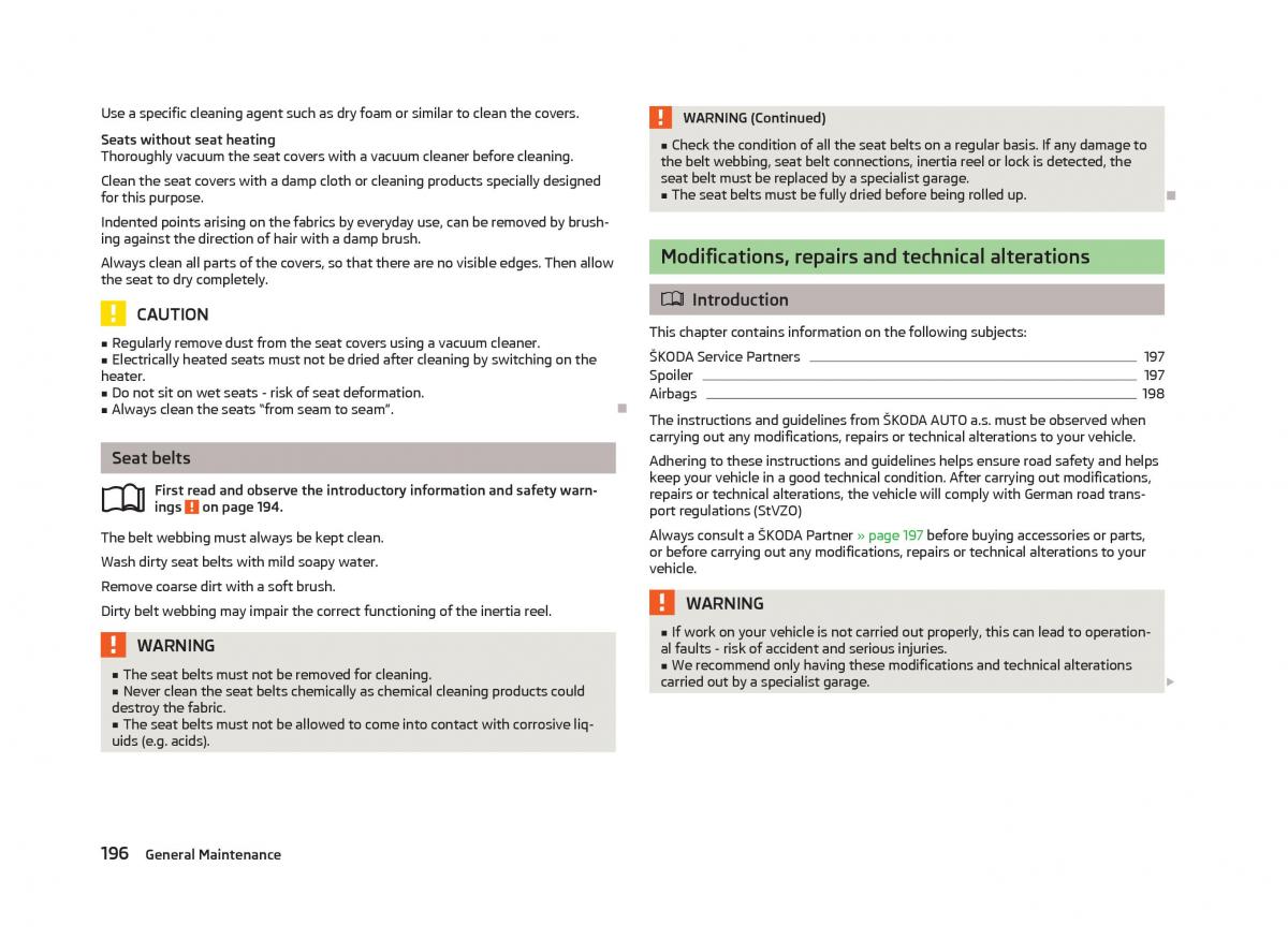 Skoda Superb II 2 owners manual / page 198