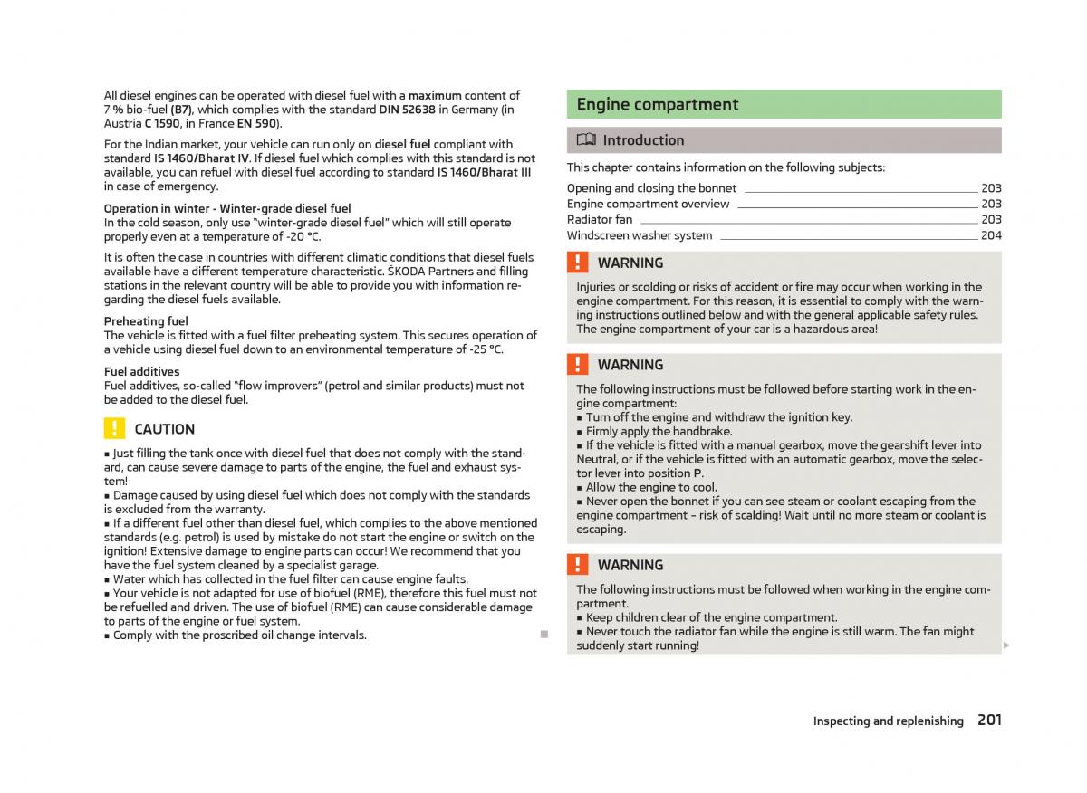 Skoda Superb II 2 owners manual / page 203