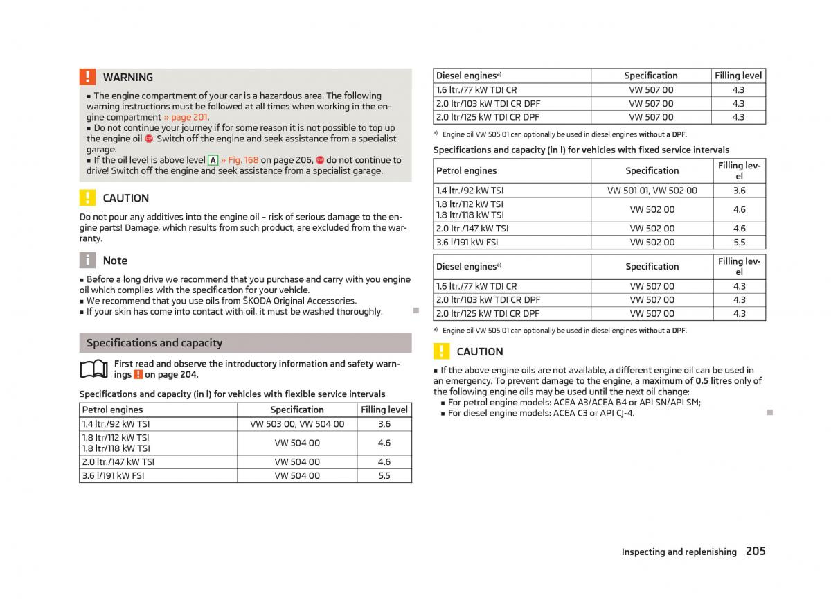 Skoda Superb II 2 owners manual / page 207