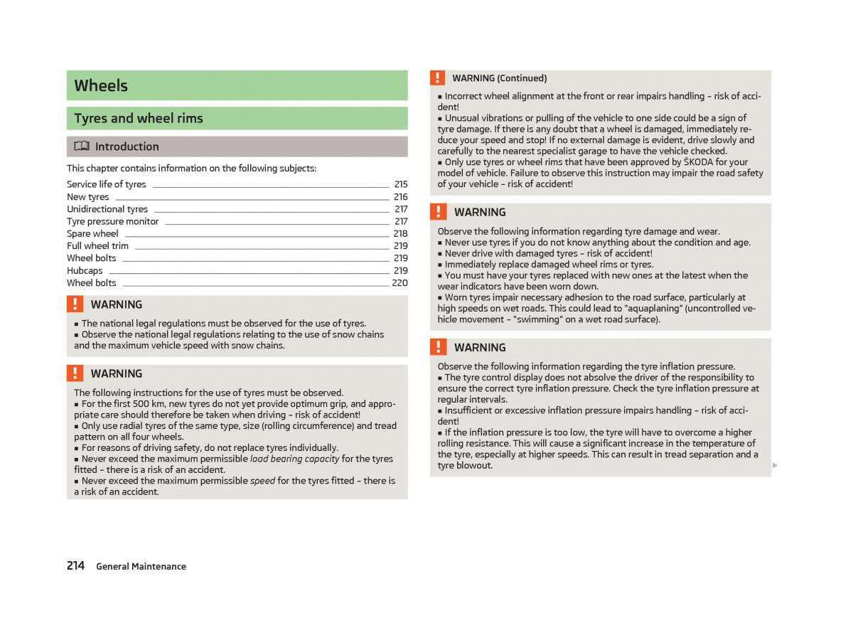 Skoda Superb II 2 owners manual / page 216