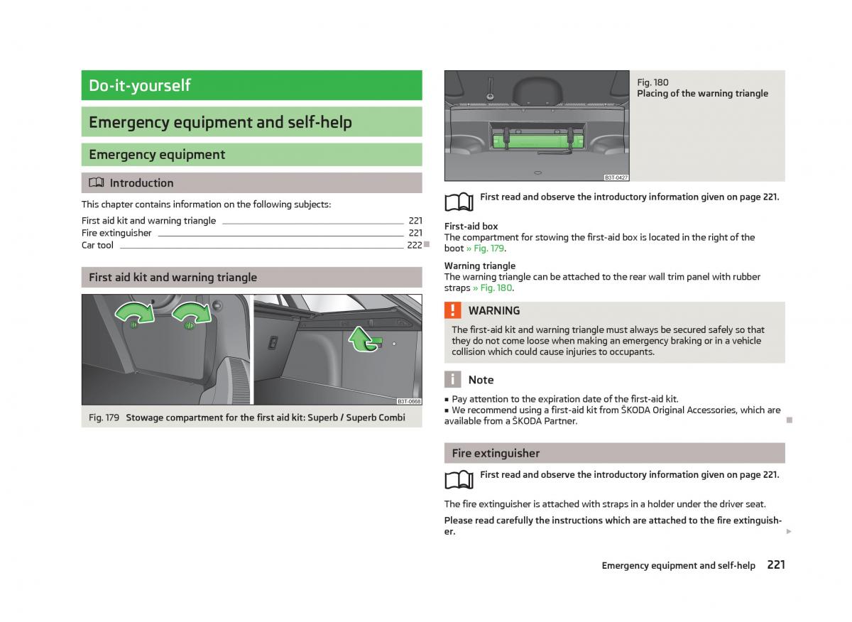 Skoda Superb II 2 owners manual / page 223