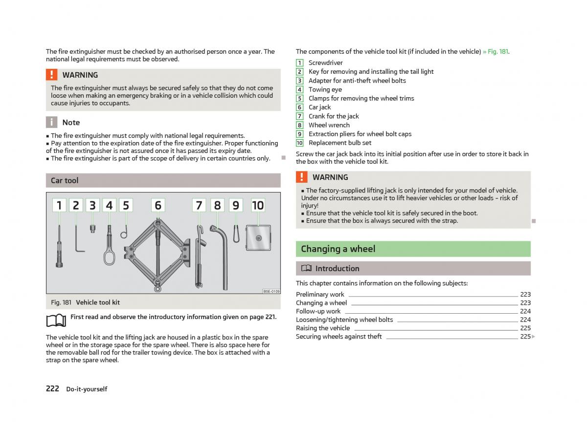 Skoda Superb II 2 owners manual / page 224