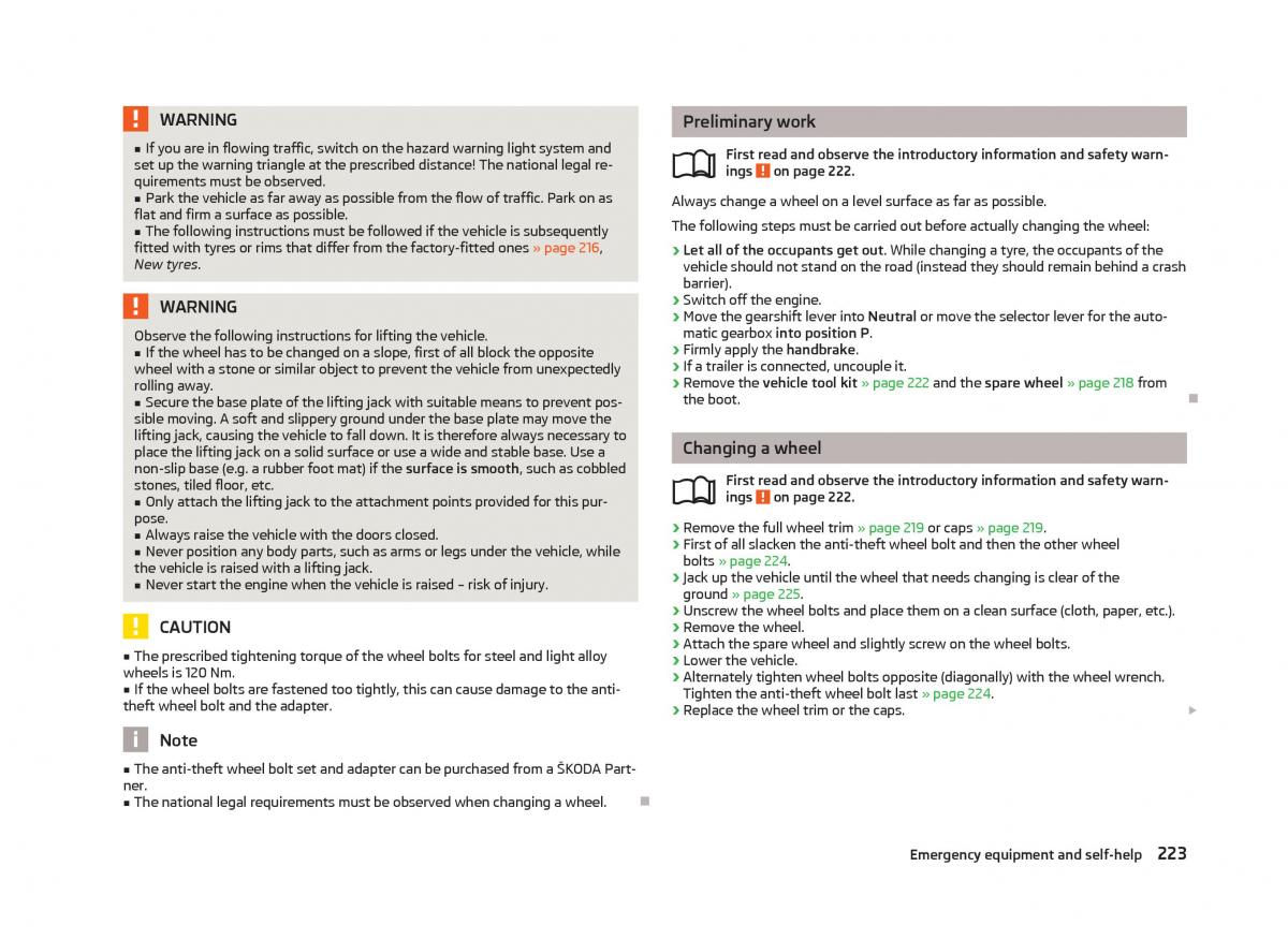 Skoda Superb II 2 owners manual / page 225