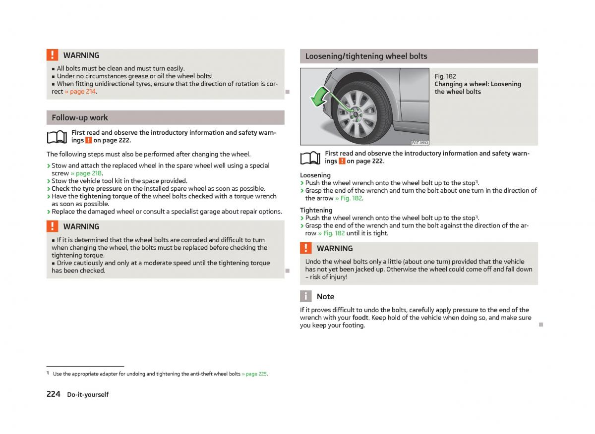 Skoda Superb II 2 owners manual / page 226