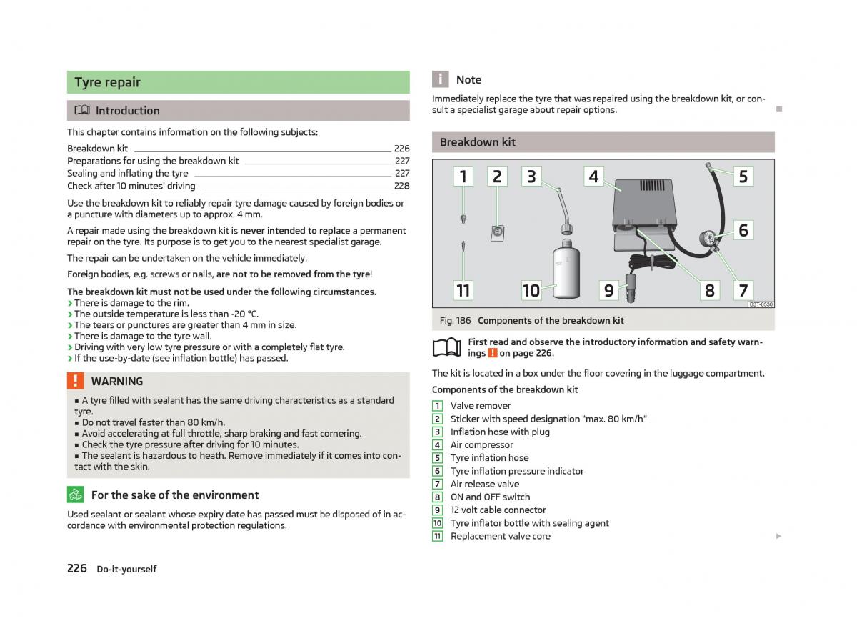 Skoda Superb II 2 owners manual / page 228