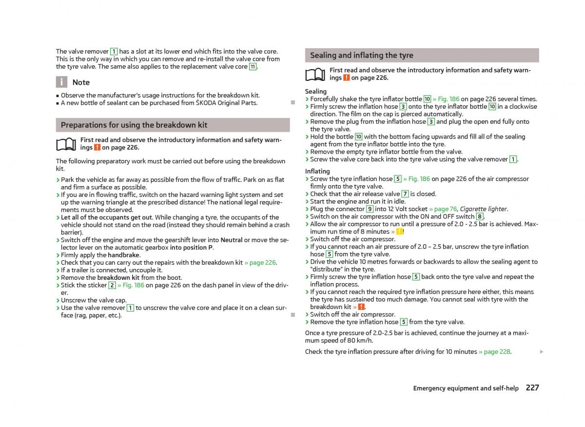 Skoda Superb II 2 owners manual / page 229