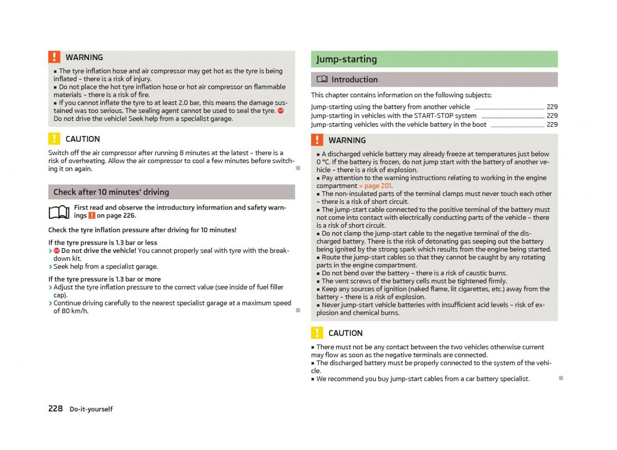 Skoda Superb II 2 owners manual / page 230