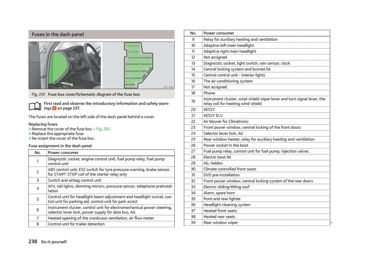 Skoda Superb II 2 owners manual / page 240