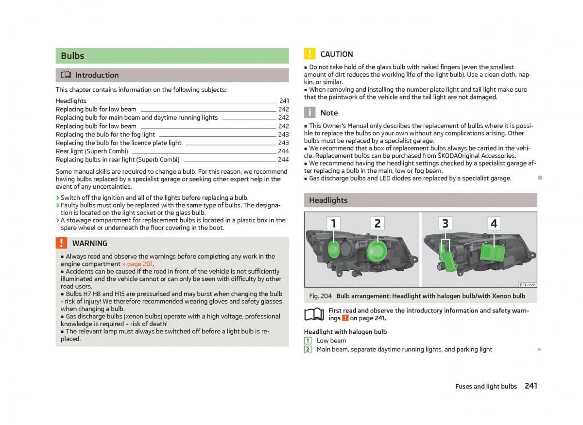 Skoda Superb II 2 owners manual / page 243