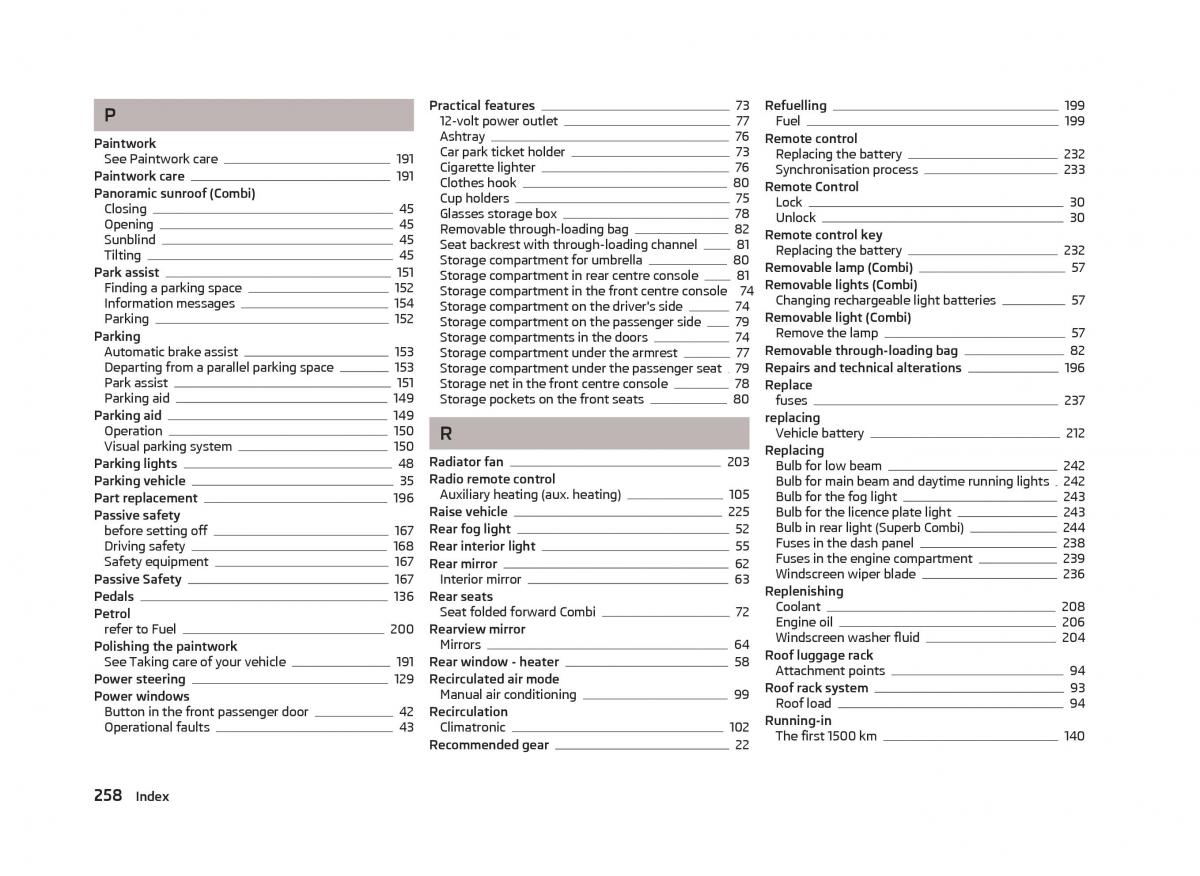 Skoda Superb II 2 owners manual / page 260