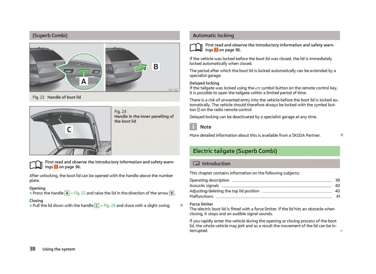 Skoda Superb II 2 owners manual / page 40