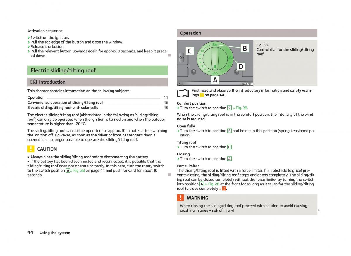 Skoda Superb II 2 owners manual / page 46