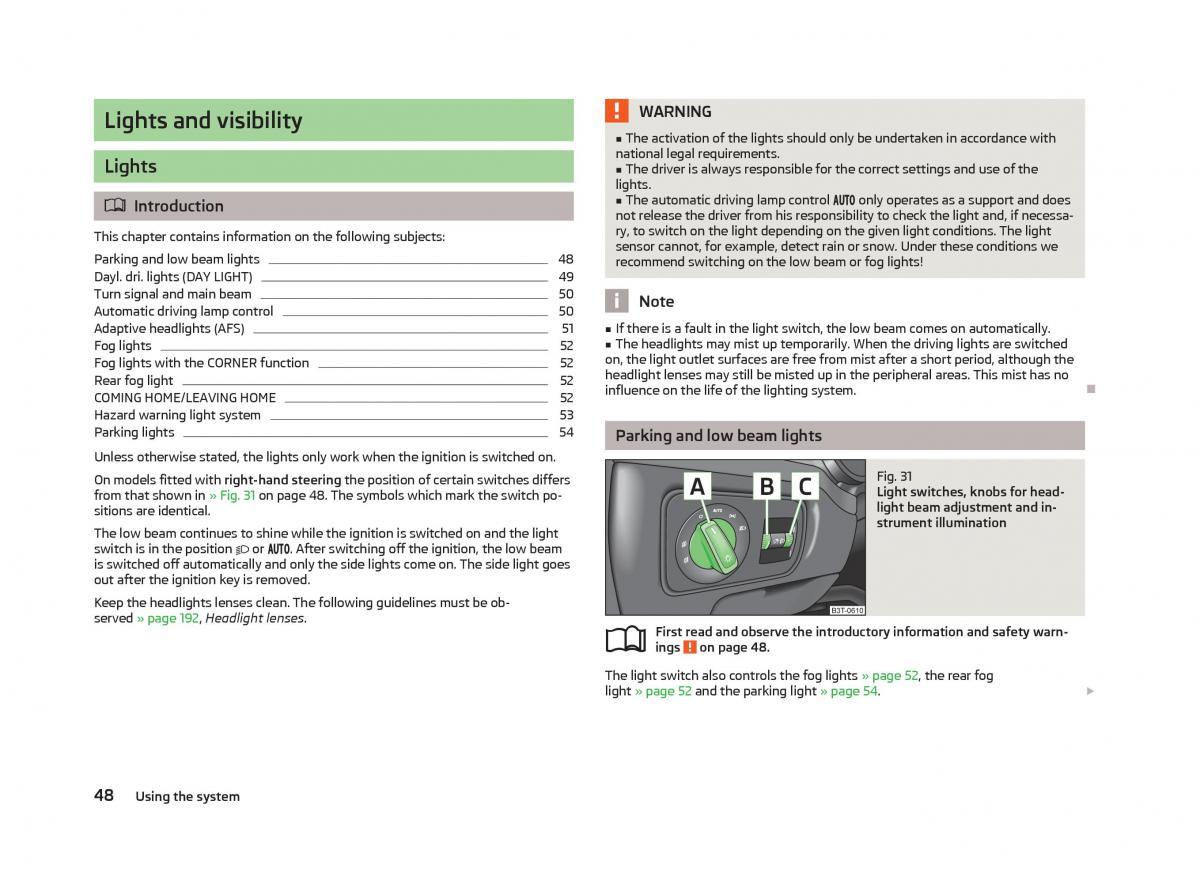 Skoda Superb II 2 owners manual / page 50