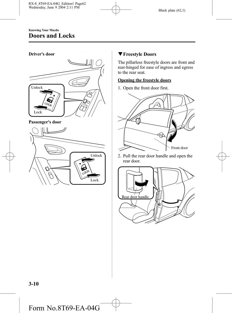 Mazda RX 8 owners manual / page 62