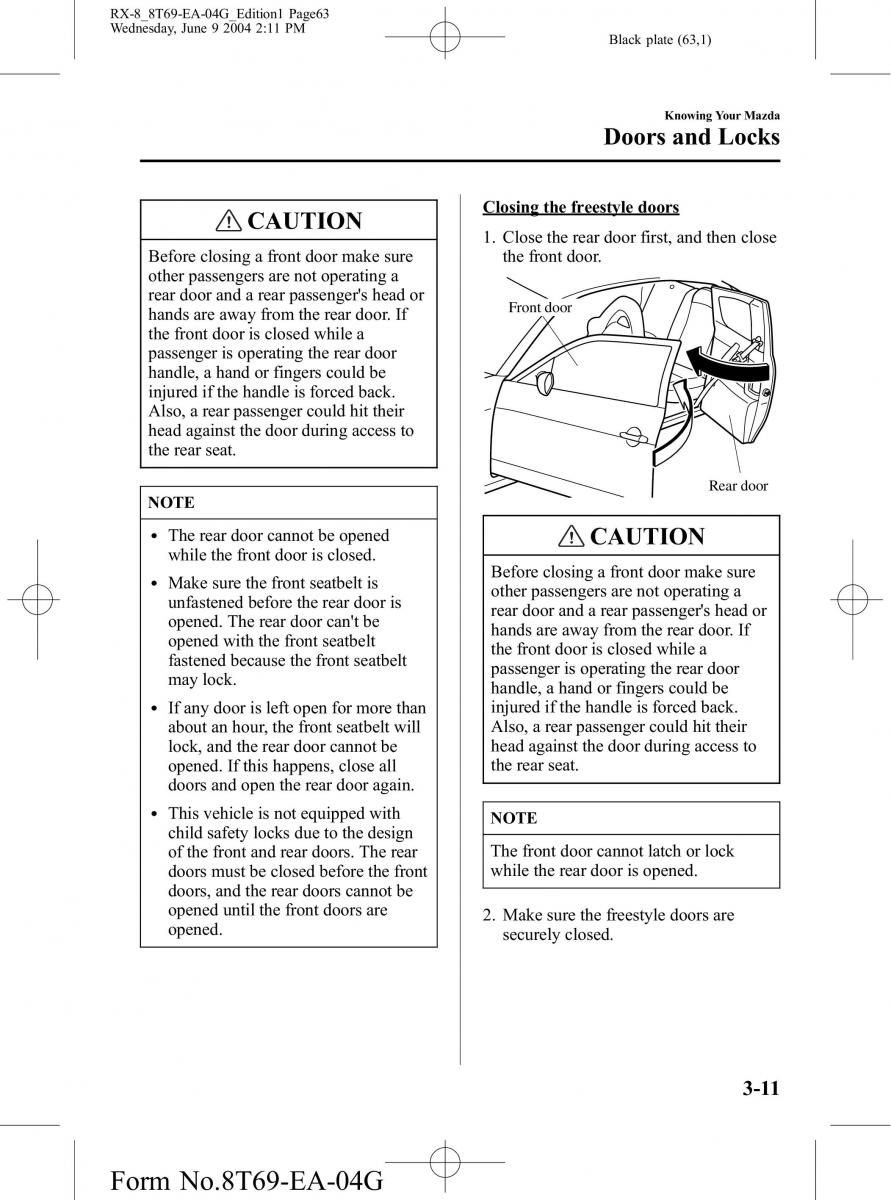 Mazda RX 8 owners manual / page 63