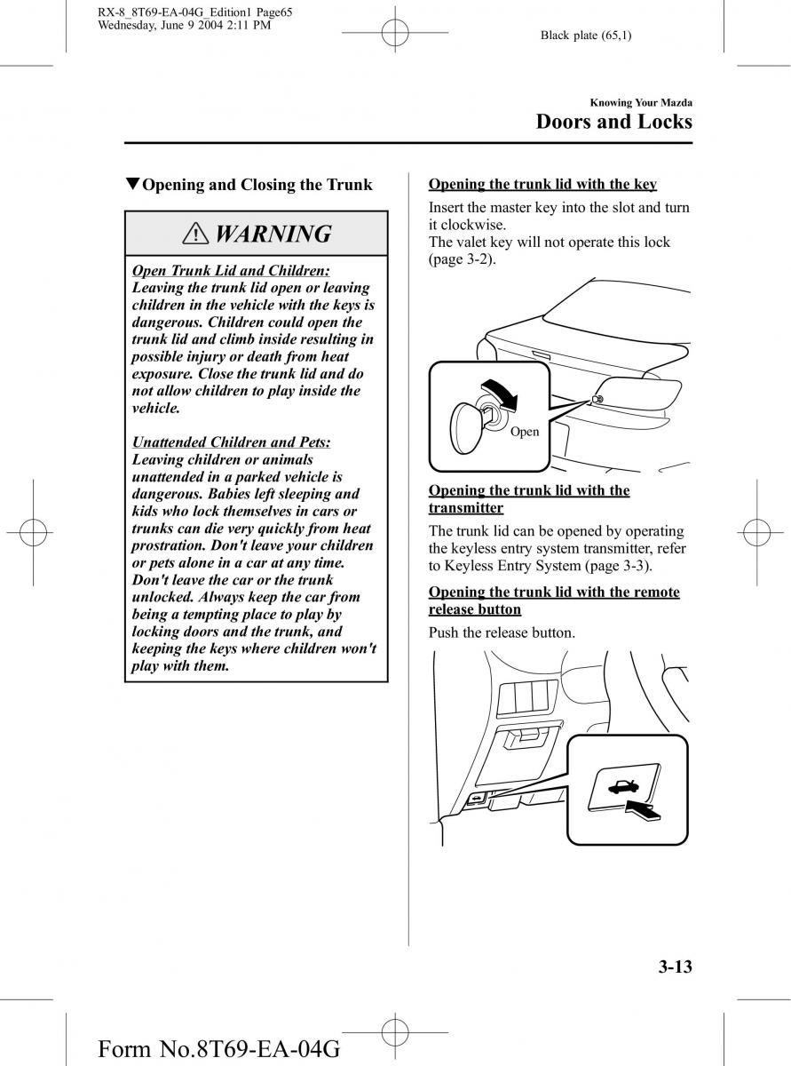 Mazda RX 8 owners manual / page 65