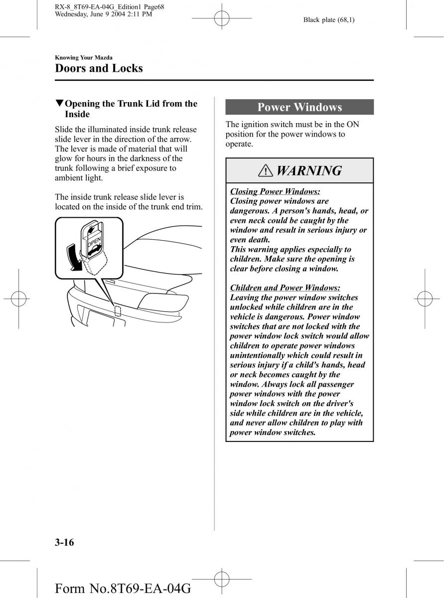 Mazda RX 8 owners manual / page 68