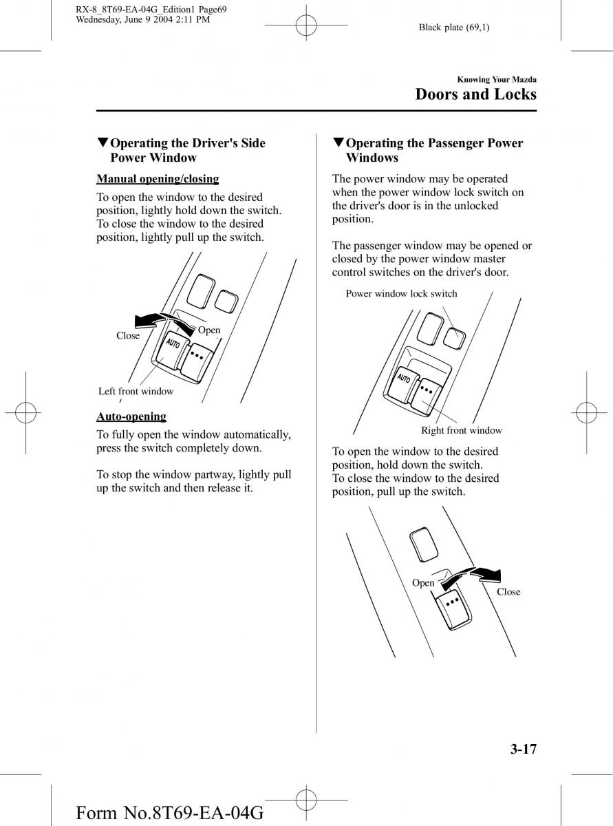 Mazda RX 8 owners manual / page 69