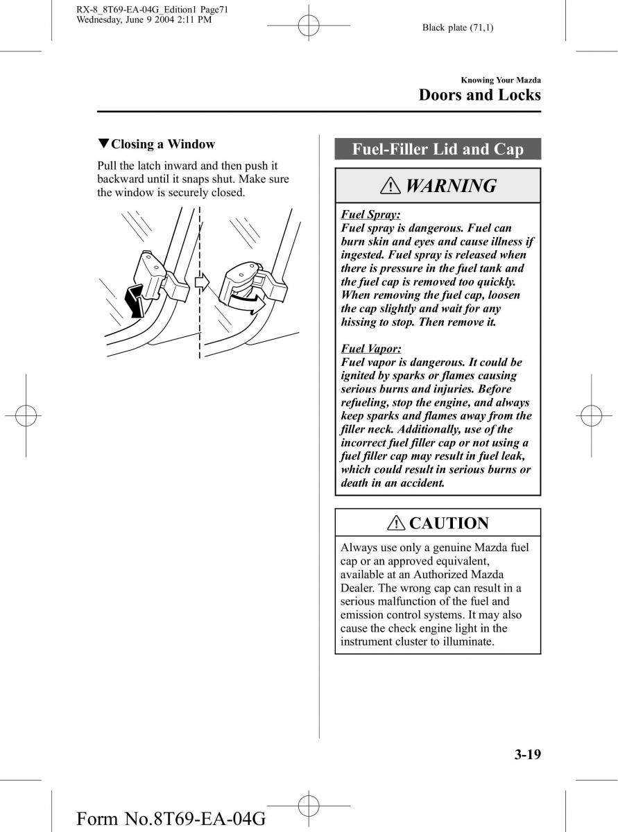 Mazda RX 8 owners manual / page 71