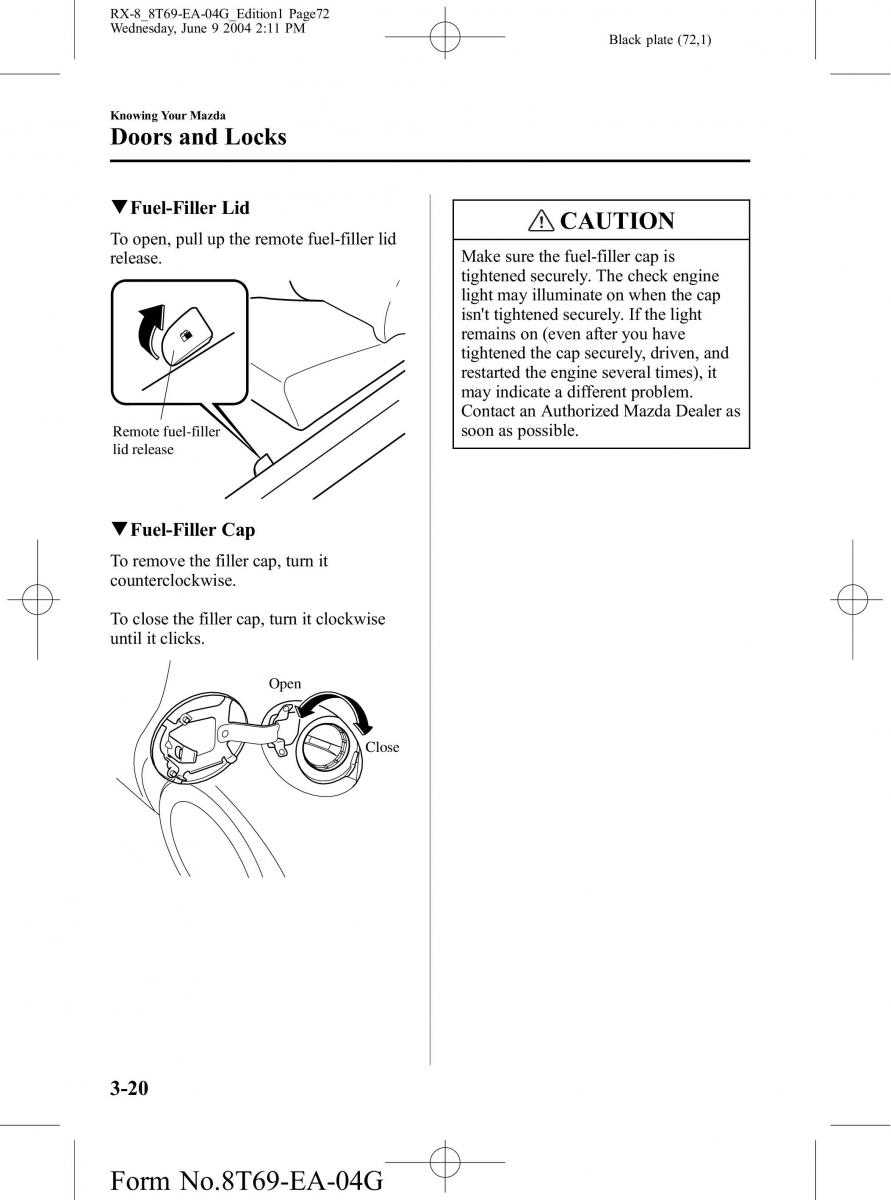 Mazda RX 8 owners manual / page 72