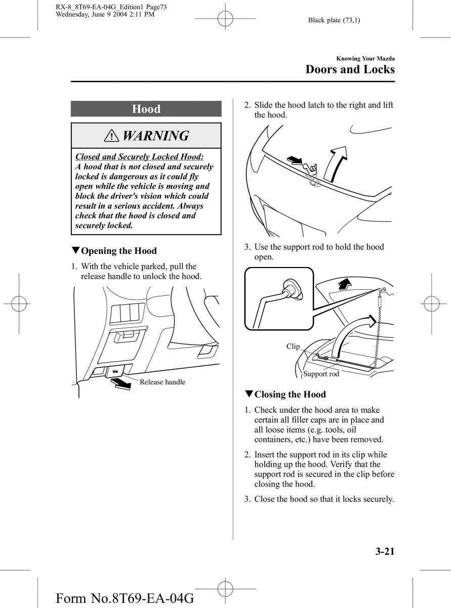 Mazda RX 8 owners manual / page 73