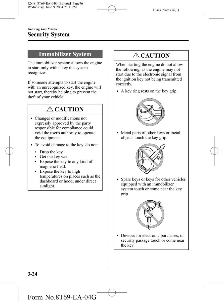 Mazda RX 8 owners manual / page 76