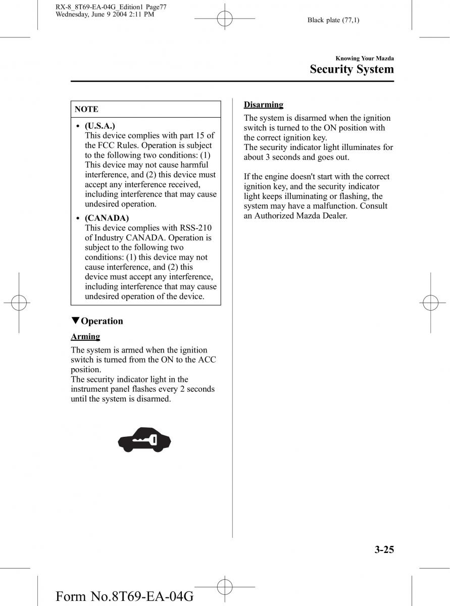 Mazda RX 8 owners manual / page 77