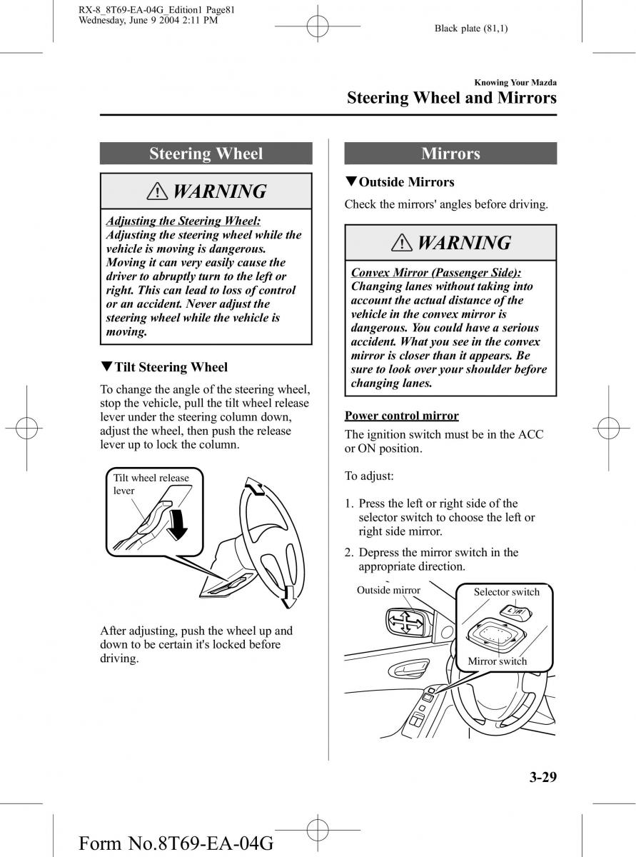 Mazda RX 8 owners manual / page 81